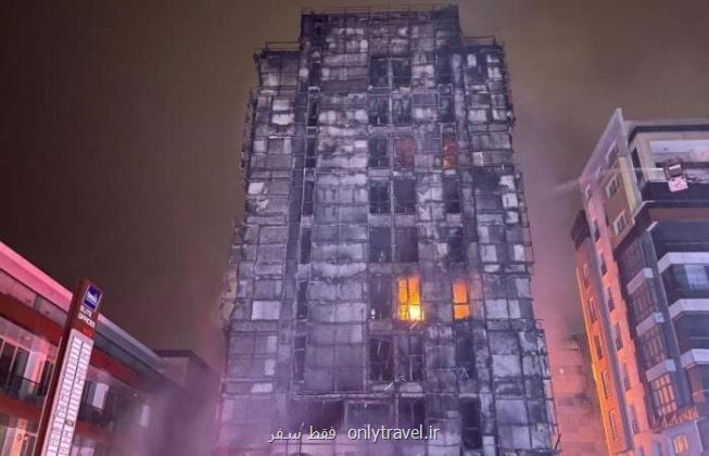 ساختمان ۱۰ طبقه در بورسای ترکیه آتش گرفت